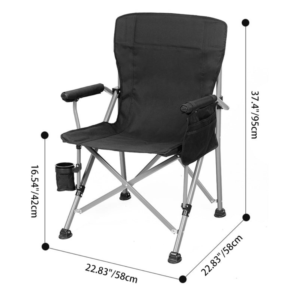 Silla de Camping Plegable Negra Premium de Alta Resistencia