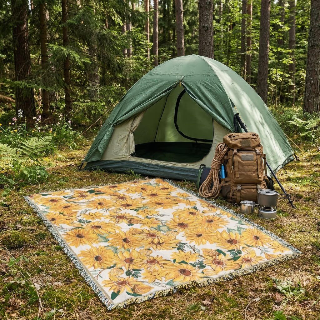 Manta de Picnic Impermeable Diseño Floral Ligero 180x230cm