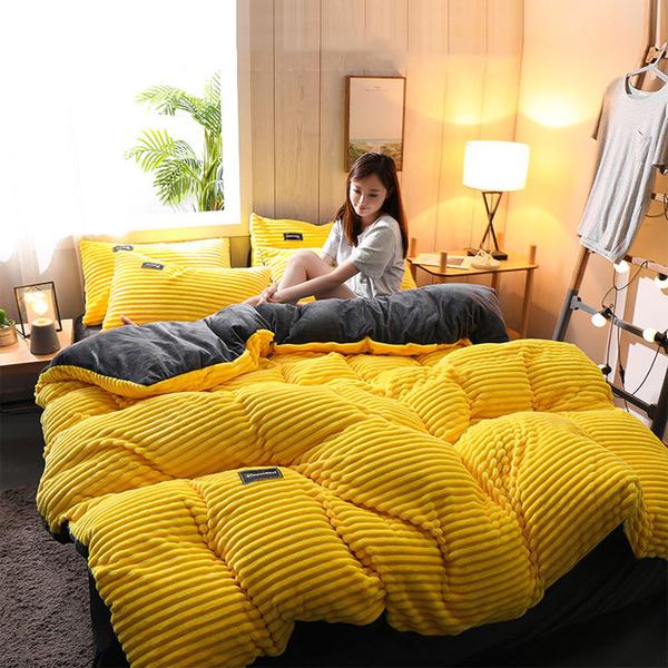 Kalsten | Juego de Ropa de Cama de Terciopelo de Corduroy Engrosado
