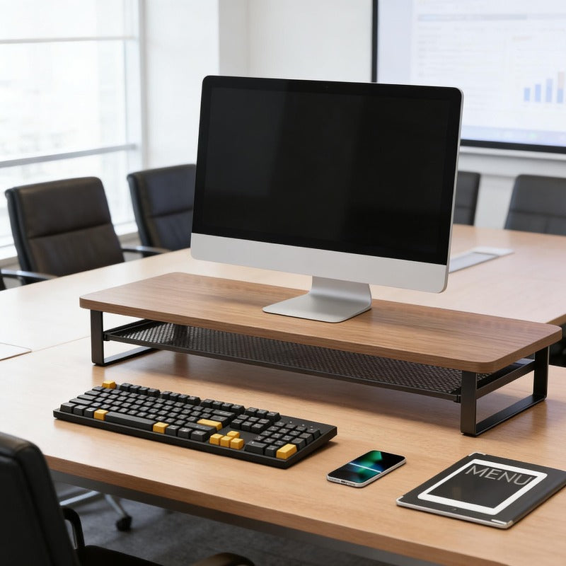 MONOSTAND - Soporte para computadora de doble capa con cajón de almacenamiento extraíble