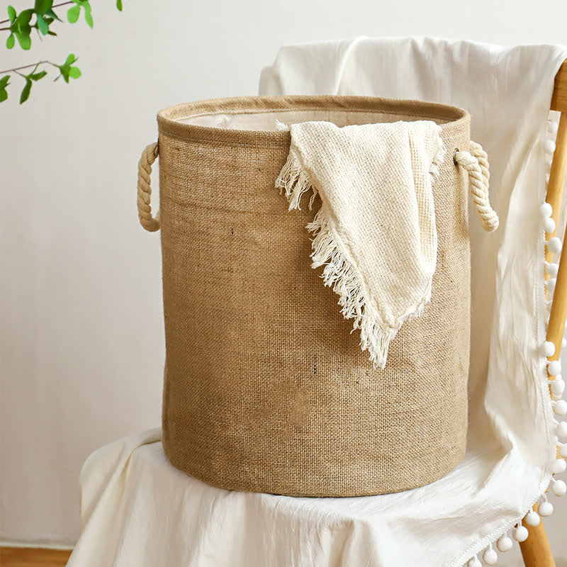 Cesta de Ropa Plegable Impermeable de Algodón y Lino