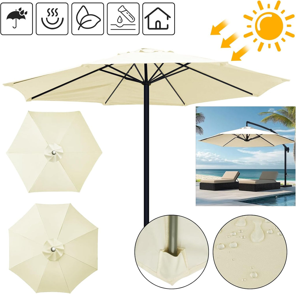 SunViva | Funda de protección solar impermeable de repuesto para sombrillas de 6/8 varillas | Exterior Jardín y Terraza