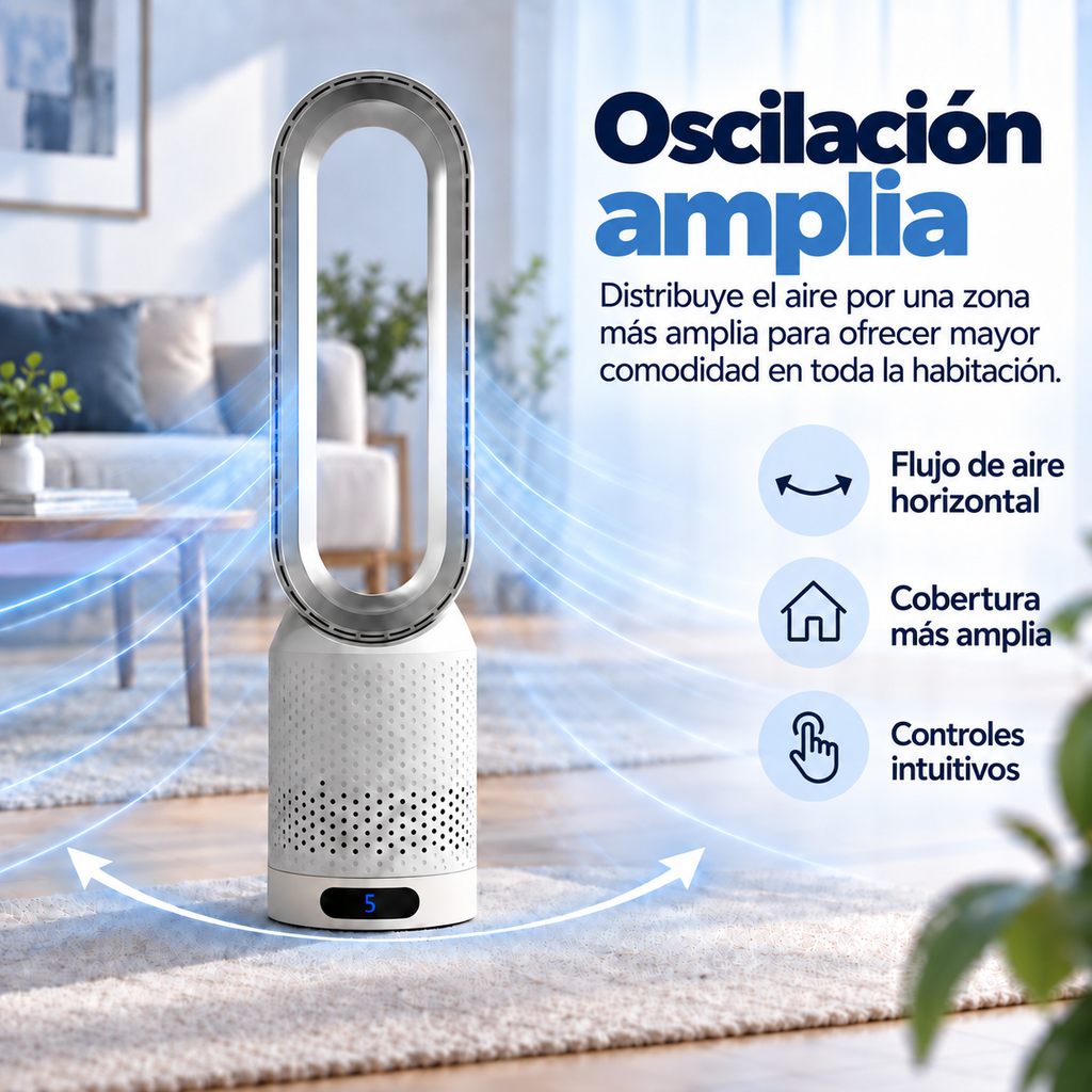 AirPure – Ventilador de torre sin aspas (< 32 dB)