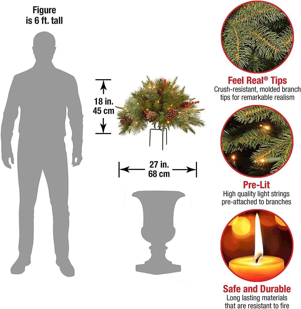 Árbol de Navidad Artificial Pre-iluminado Relleno de Urna que se Siente Real
