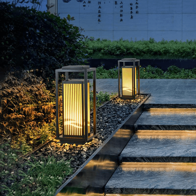 Luz de Poste Solar LED para Exterior, Lámpara de Jardín Impermeable