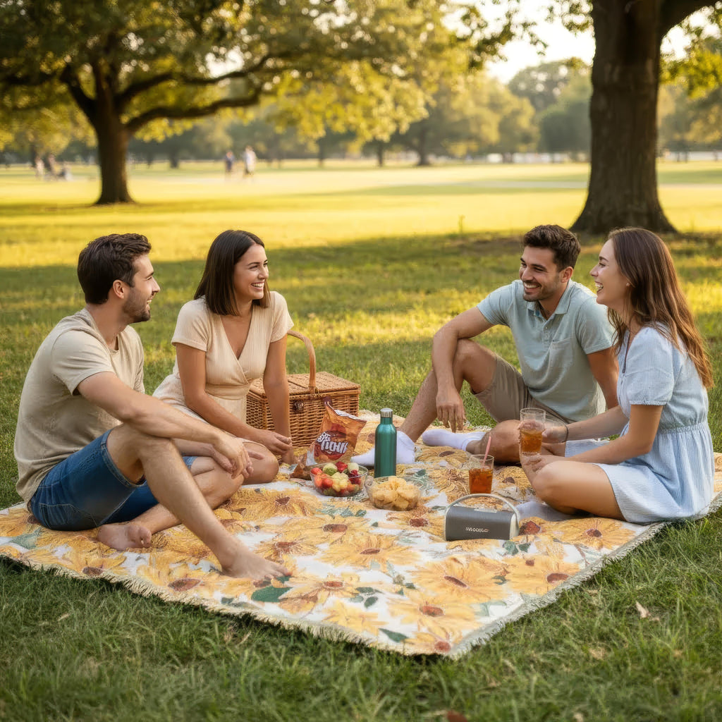 Manta de Picnic Impermeable Diseño Floral Ligero 180x230cm