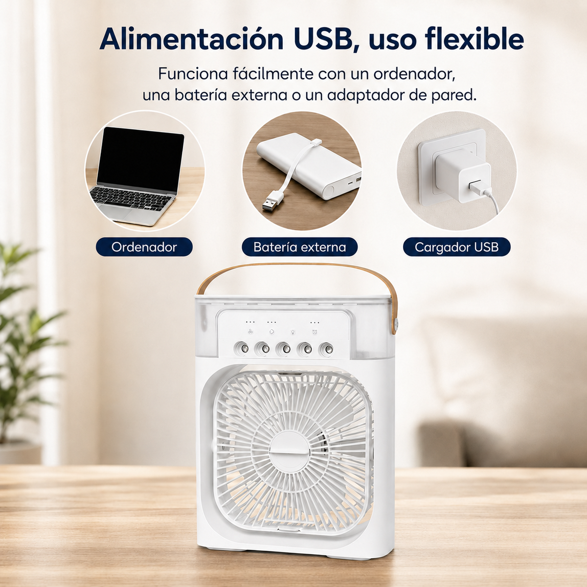 Enfriador de Aire Portátil 3 en 1 con Ventilador y Humidificador