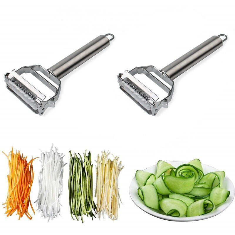 Pelador de verduras multifuncional de acero inoxidable ultra afilado & cortador en juliana