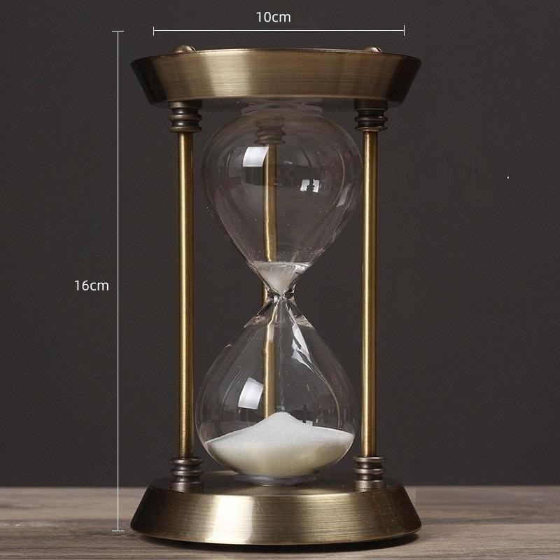 Reloj de arena de metal retro de 3/5/10 minutos, adorno para escritorio de oficina en casa, péndulo, temporizador de arena, decoración de cristal