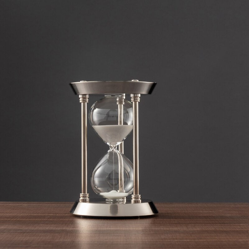 Reloj de arena de metal retro de 3/5/10 minutos, adorno para escritorio de oficina en casa, péndulo, temporizador de arena, decoración de cristal