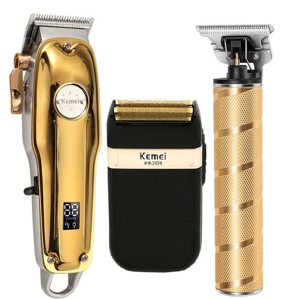 Juego de Cortadora de Cabello Profesional 3 en 1 - Cortadora Inalámbrica, Contorno de Cuchilla en T y Afeitadora de Foil para Hombres
