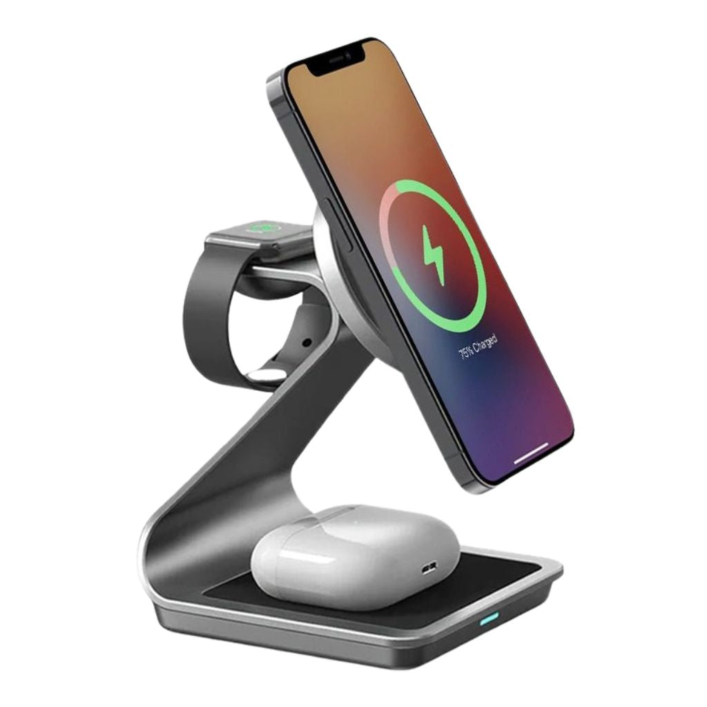 Cargador Inalámbrico Magnético 3 en 1 para Dispositivos Apple