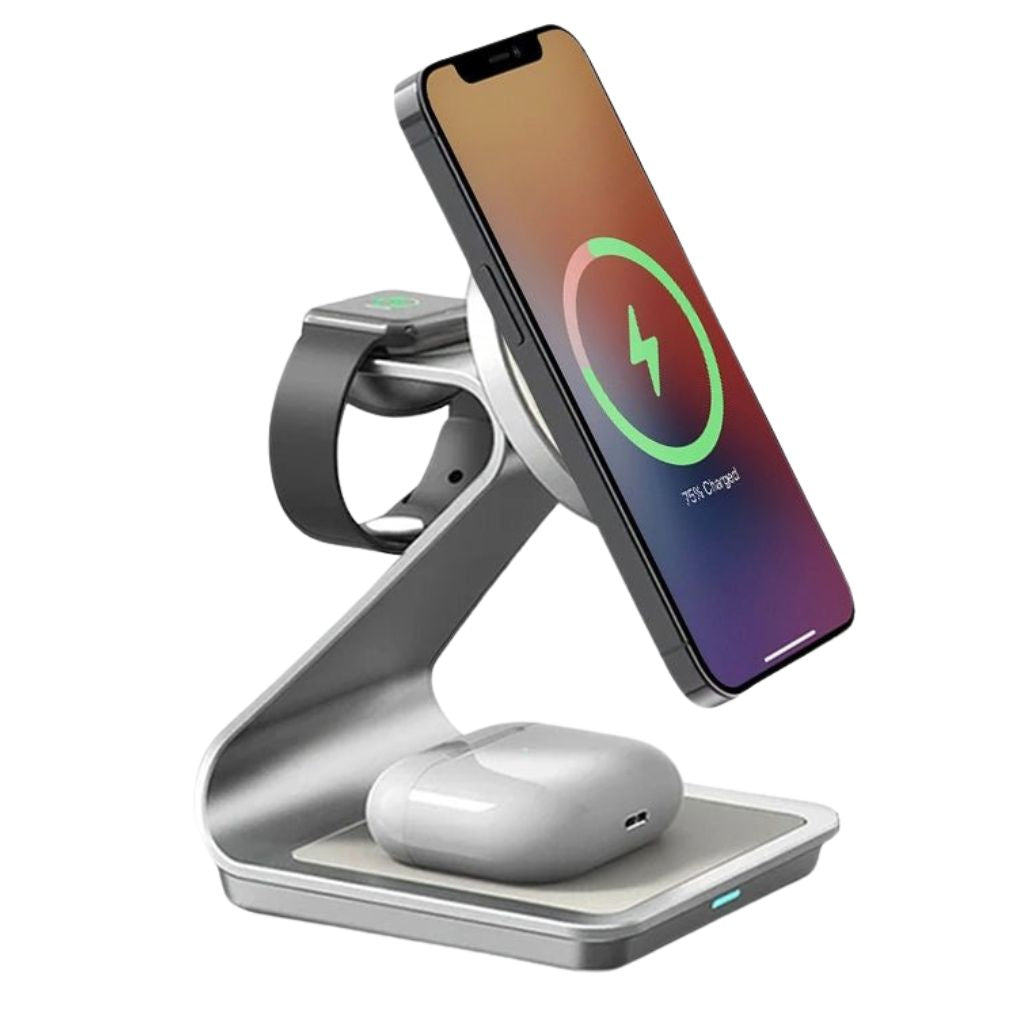 Cargador Inalámbrico Magnético 3 en 1 para Dispositivos Apple