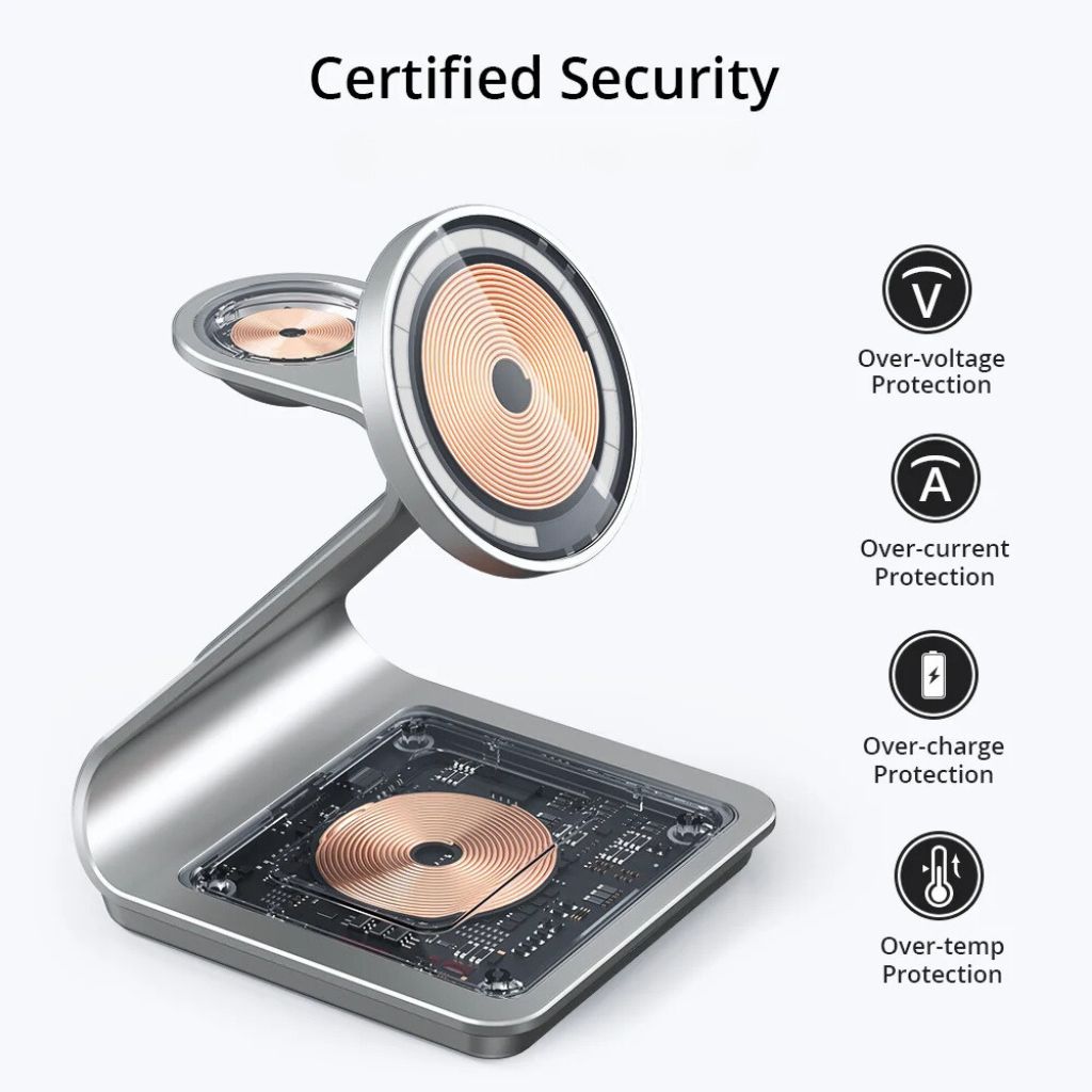 Cargador Inalámbrico Magnético 3 en 1 para Dispositivos Apple