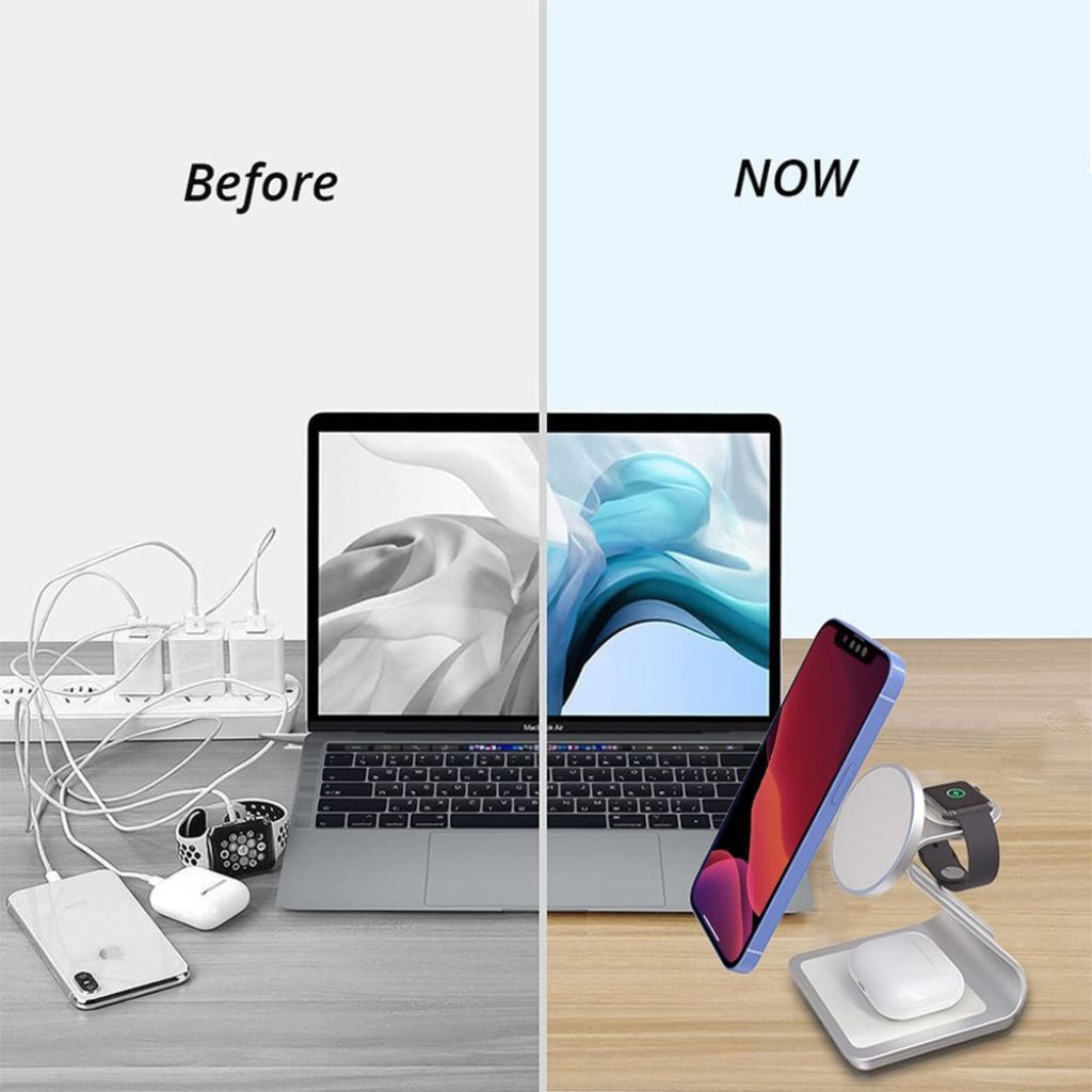 Cargador Inalámbrico Magnético 3 en 1 para Dispositivos Apple