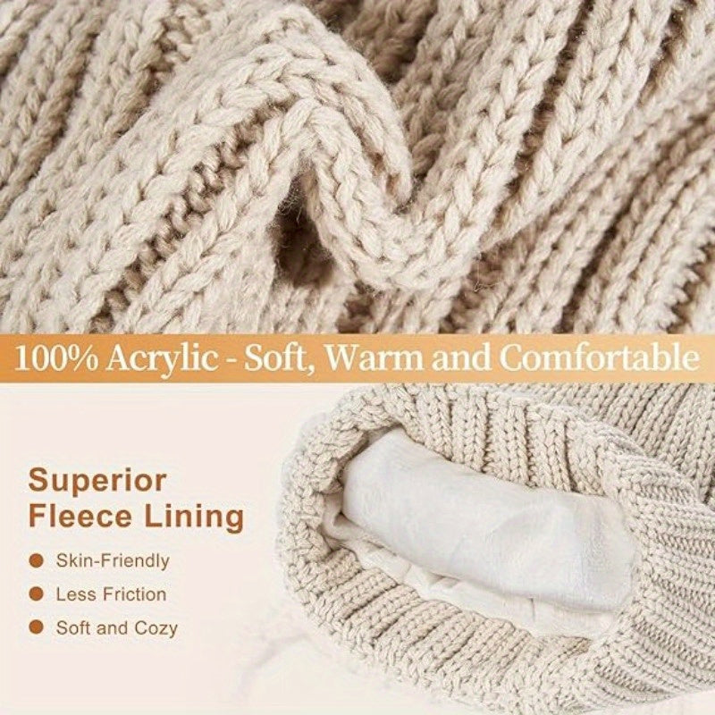 Conjunto de Invierno 3 en 1 con Gorro de Punto, Bufanda y Guantes con Pantalla Táctil – Elegante y Cálido para Días Fríos