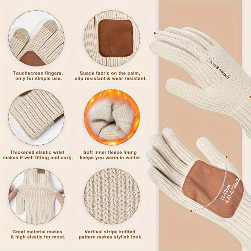 Conjunto de Invierno 3 en 1 con Gorro de Punto, Bufanda y Guantes con Pantalla Táctil – Elegante y Cálido para Días Fríos
