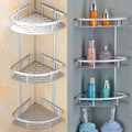 Estante de Esquina de Baño de Aluminio de 3 Niveles – Plata