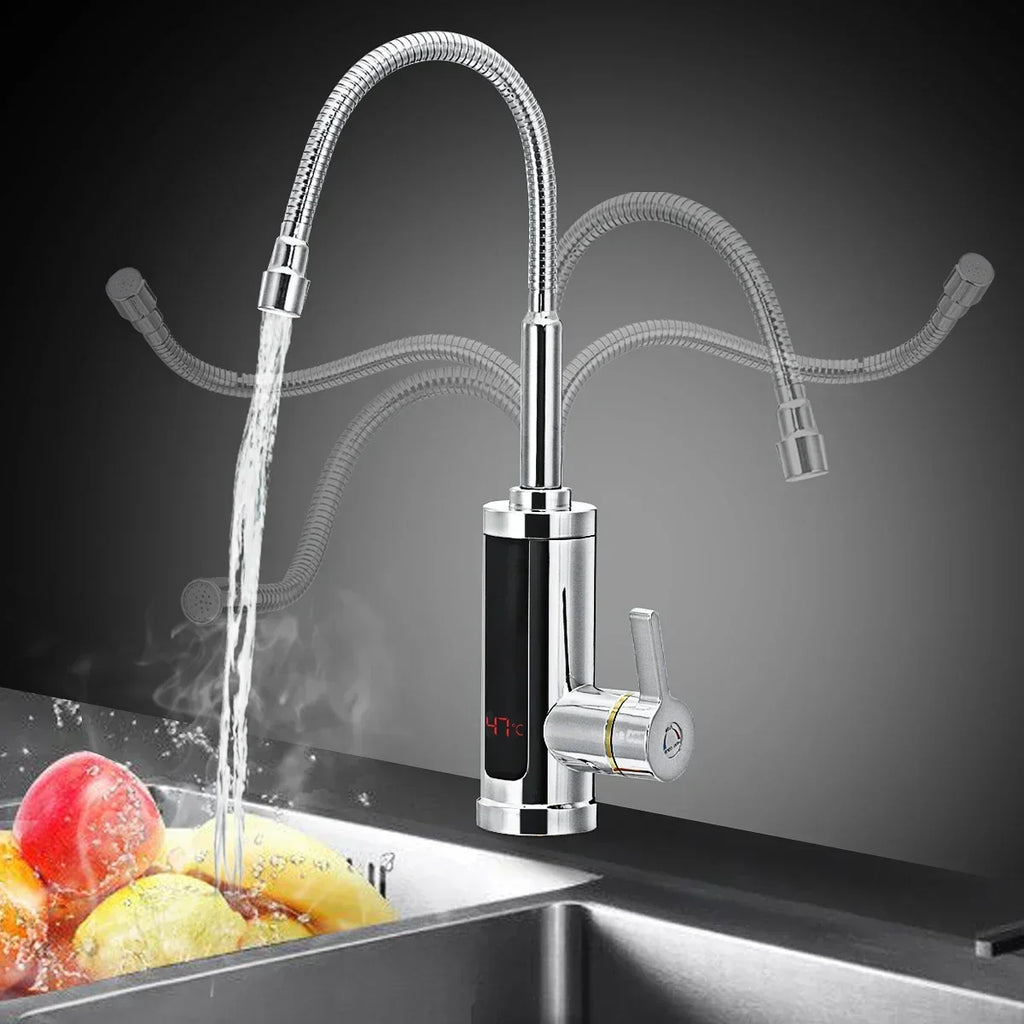 Grifo de Cocina Eléctrico de 3000W con Agua Caliente Instantánea y Pantalla de Temperatura