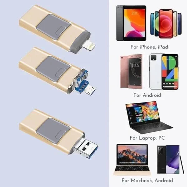 Pen Drive 4-en-1 | Almacenamiento de datos de alta velocidad con múltiples conexiones