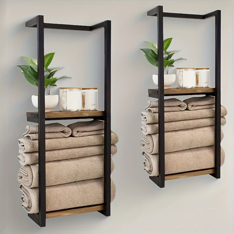 Estante de Toallas Industrial con Estantes – Mueble de Pared Elegante y Funcional
