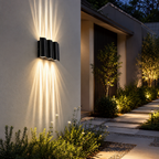 NoirLume | Aplique de pared exterior moderno y elegante con diseño de ondas