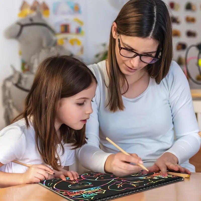 ColorSpark – Papel de rayas arcoíris para raspar con lápiz de madera | 1+1 GRATIS