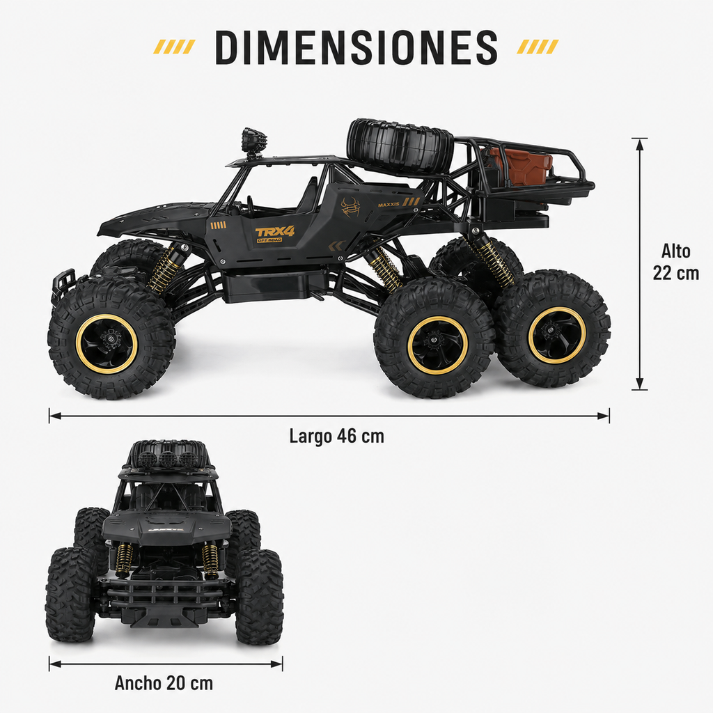 Camión Monster RC de 6 Ruedas – Off-Road Escala 1/12 con Tecnología Avanzada de 2.4GHz y Alta Velocidad
