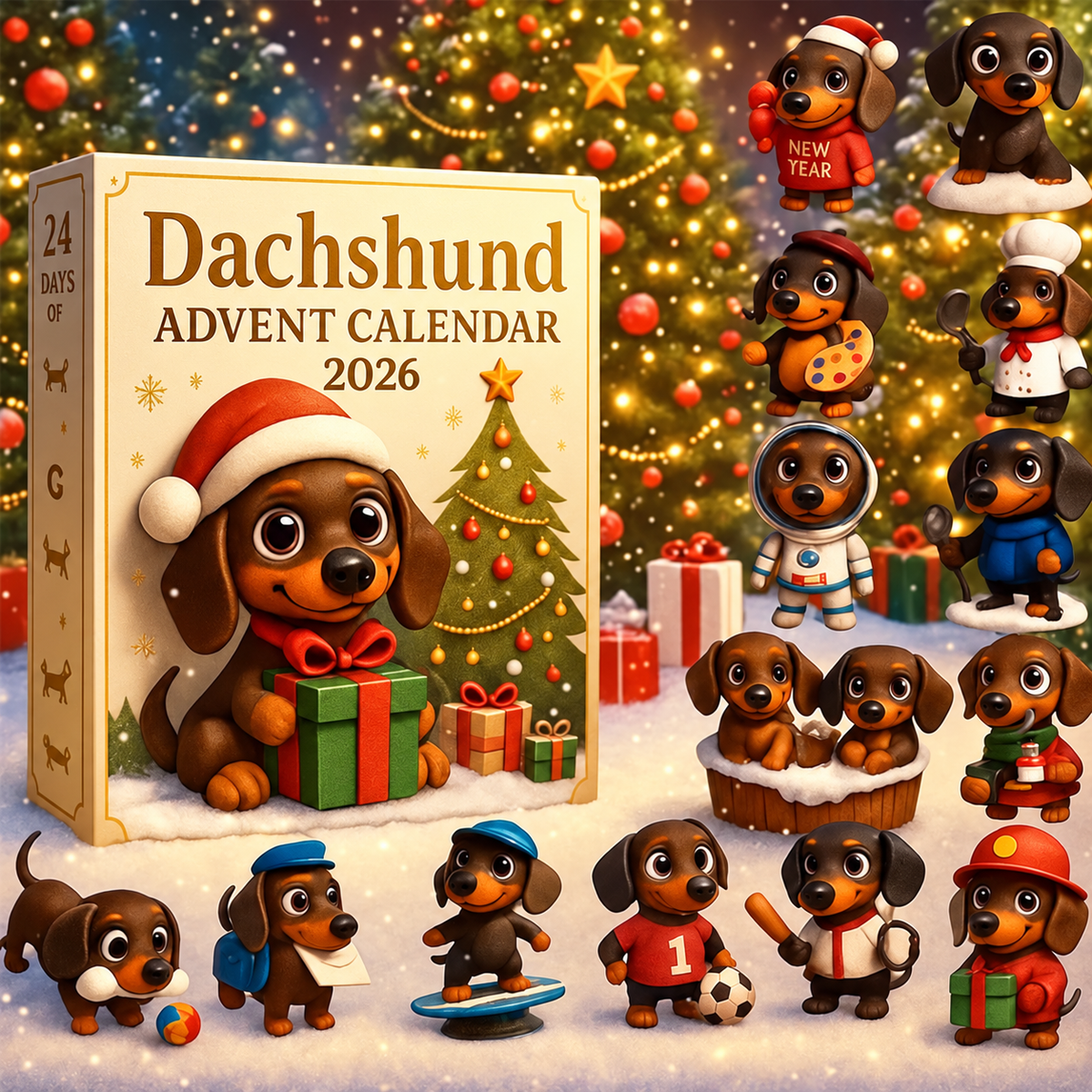 Calendario de Adviento para Perros Regalo de Navidad Conjunto de Figuras Coleccionables