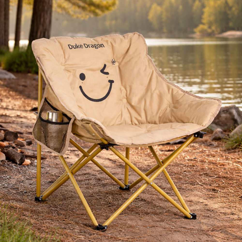 Silla de Camping Plegable Minimalista para Exterior con Respaldo y Cojín Acolchado