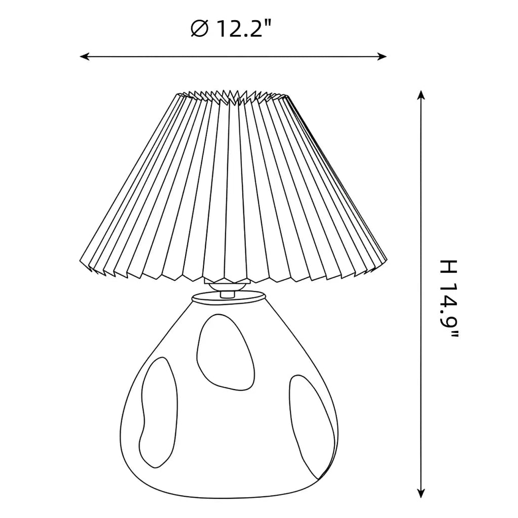 Lámpara de Mesa de Tela Plisada Diseño de Mediados de Siglo
