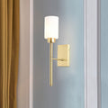 Lámpara de pared de tubo de vidrio opalino modernista 1 bombilla, accesorio de iluminación de pared de latón con brazo de lápiz de metal | Brehn
