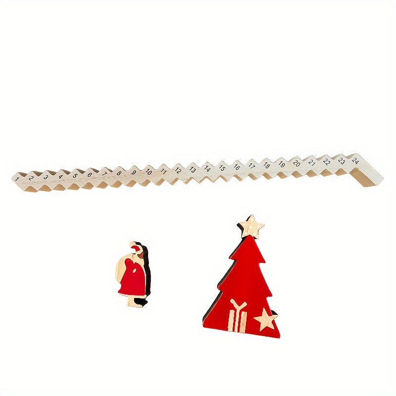 Calendario de Adviento de Santa – Cuenta Regresiva Navideña de Madera de 24 Días con Texto en Inglés, Decoración de Mesa para Fiestas, Hogares y Exhibiciones Festivas