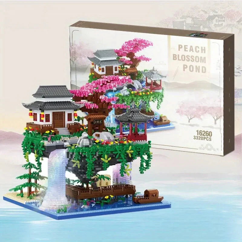 3320PCS Bloques Casa en el Árbol Diamante Construcción Jardín Arquitectura Cascada Luz DIY Ladrillos Juguete para Niños Adultos Regalo