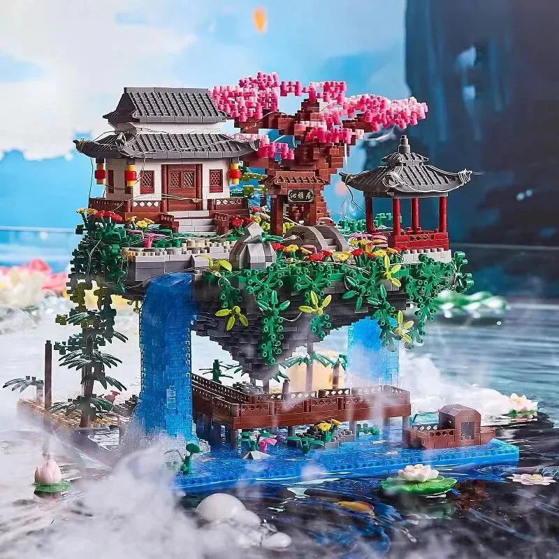 3320PCS Bloques Casa en el Árbol Diamante Construcción Jardín Arquitectura Cascada Luz DIY Ladrillos Juguete para Niños Adultos Regalo