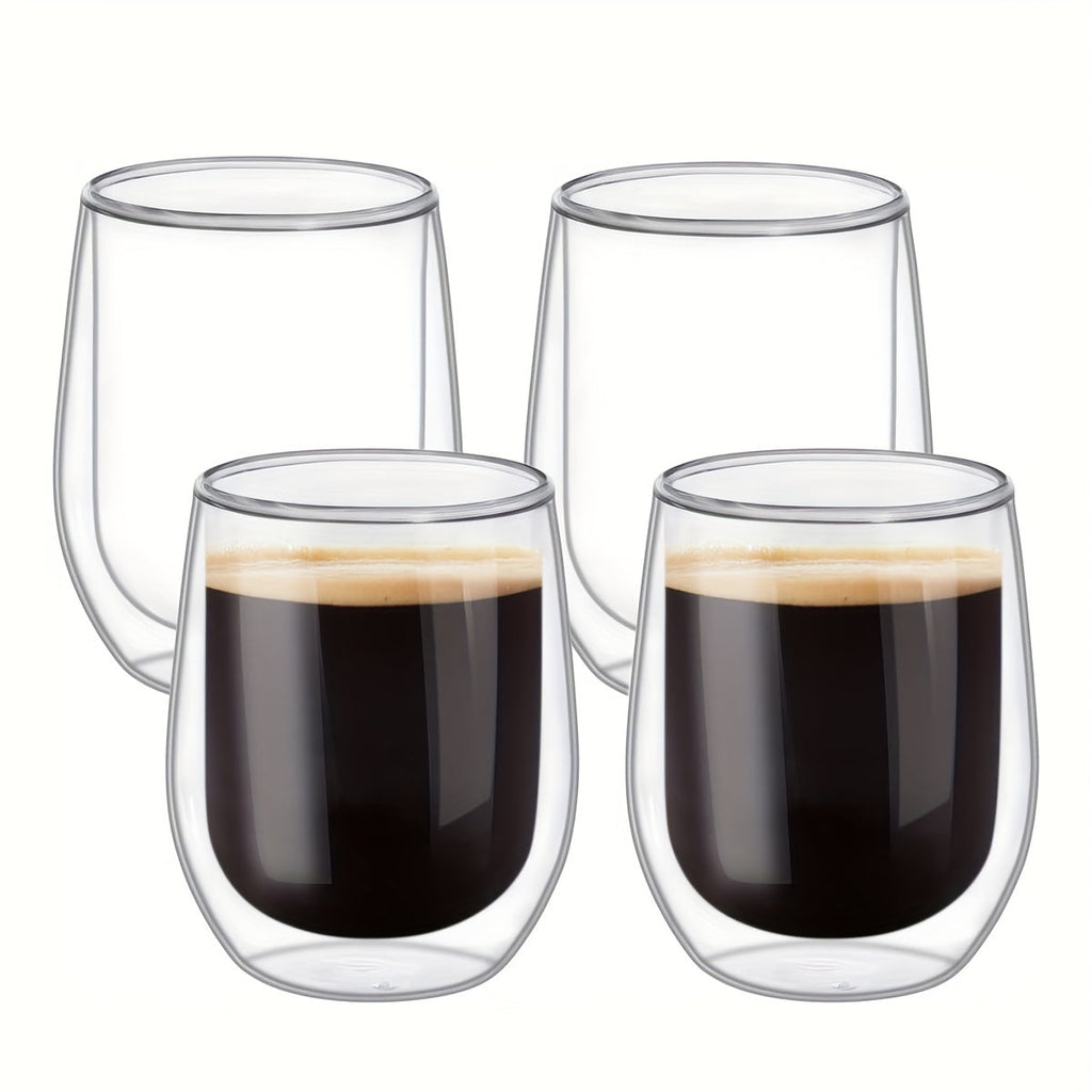 Juego de 4 Vasos de Doble Pared – Vaso de 350ml para Bebidas Calientes y Frías