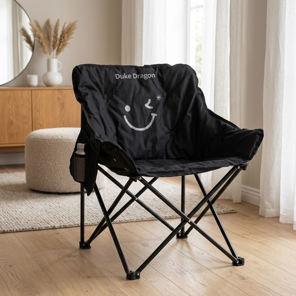 Silla de Camping Plegable Minimalista para Exterior con Respaldo y Cojín Acolchado