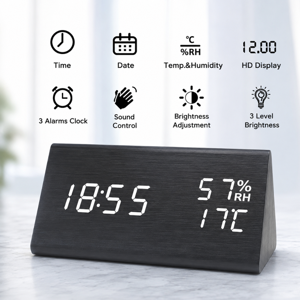 EloraClock - Reloj Despertador Digital con Control de Sonido y Pantalla HD