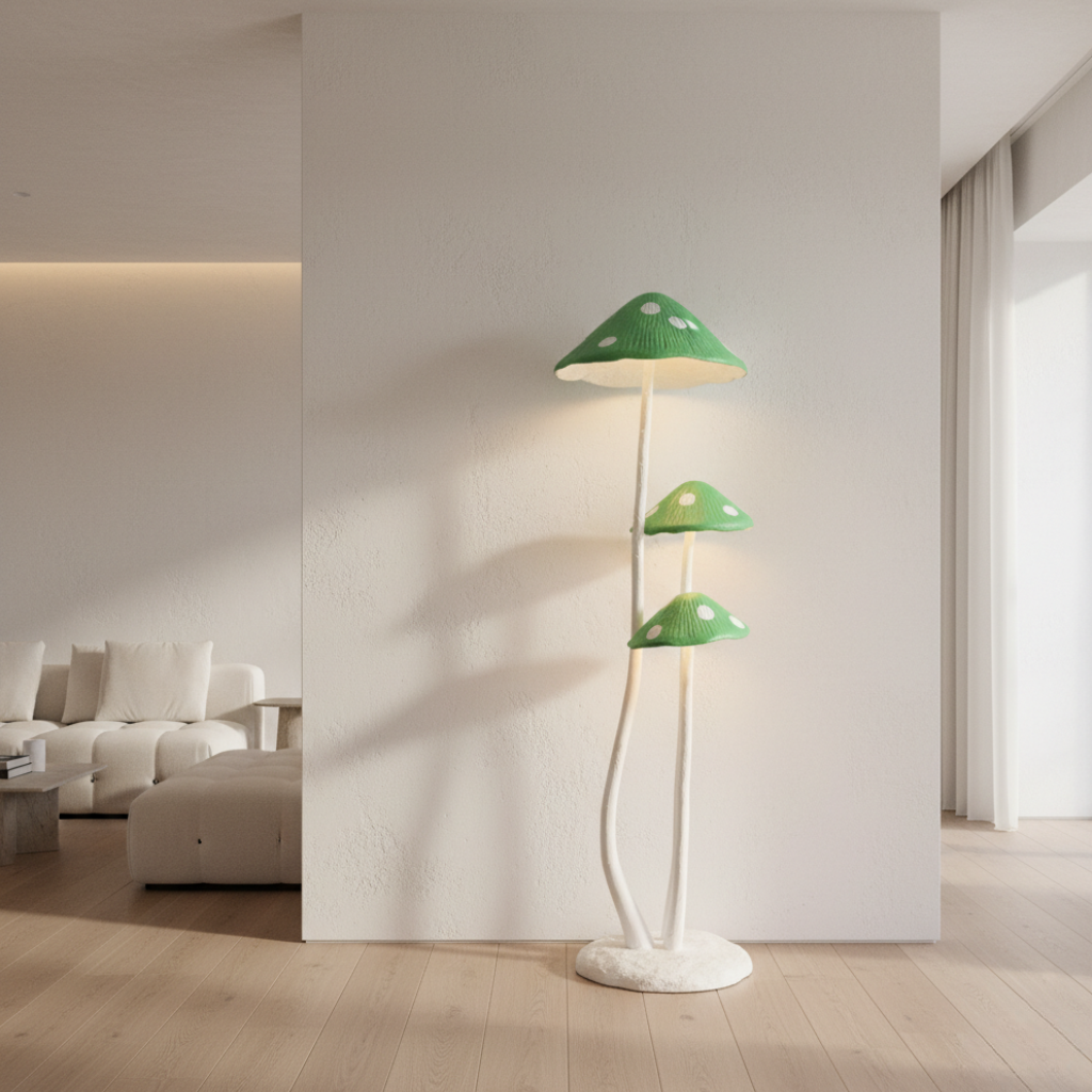 Lámpara de Pie Escultural en Forma de Hongo – Luz LED Moderna para Espacios Habitables