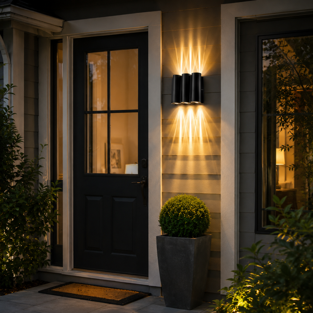 NoirLume | Aplique de pared exterior moderno y elegante con diseño de ondas