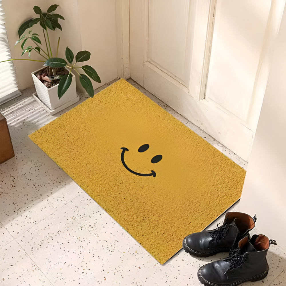 Alfombra de Entrada de PVC Antideslizante con Cara de Smiley