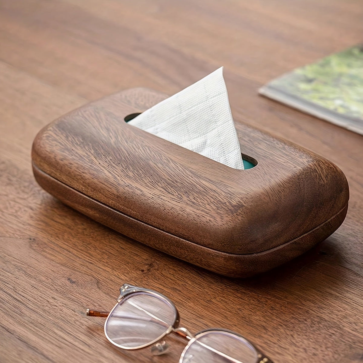 Soporte para Caja de Pañuelos de Nogal – Diseño Elegante y Funcional