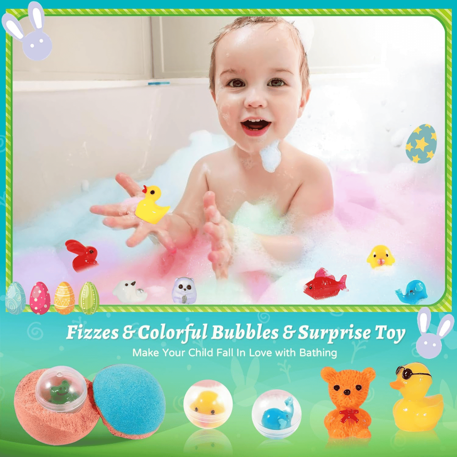 BubblyJoy | Set de bombas de baño para niños con sorpresa y mega espuma