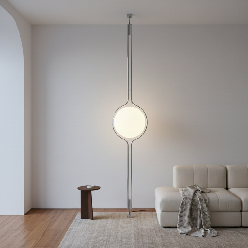 Orbis Linea | Elegante Lámpara de Pie Moderna de Cromo para Decoración de Sala