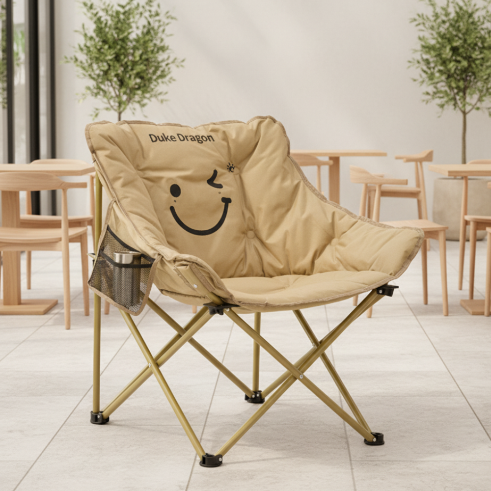 Silla de Camping Plegable Minimalista para Exterior con Respaldo y Cojín Acolchado