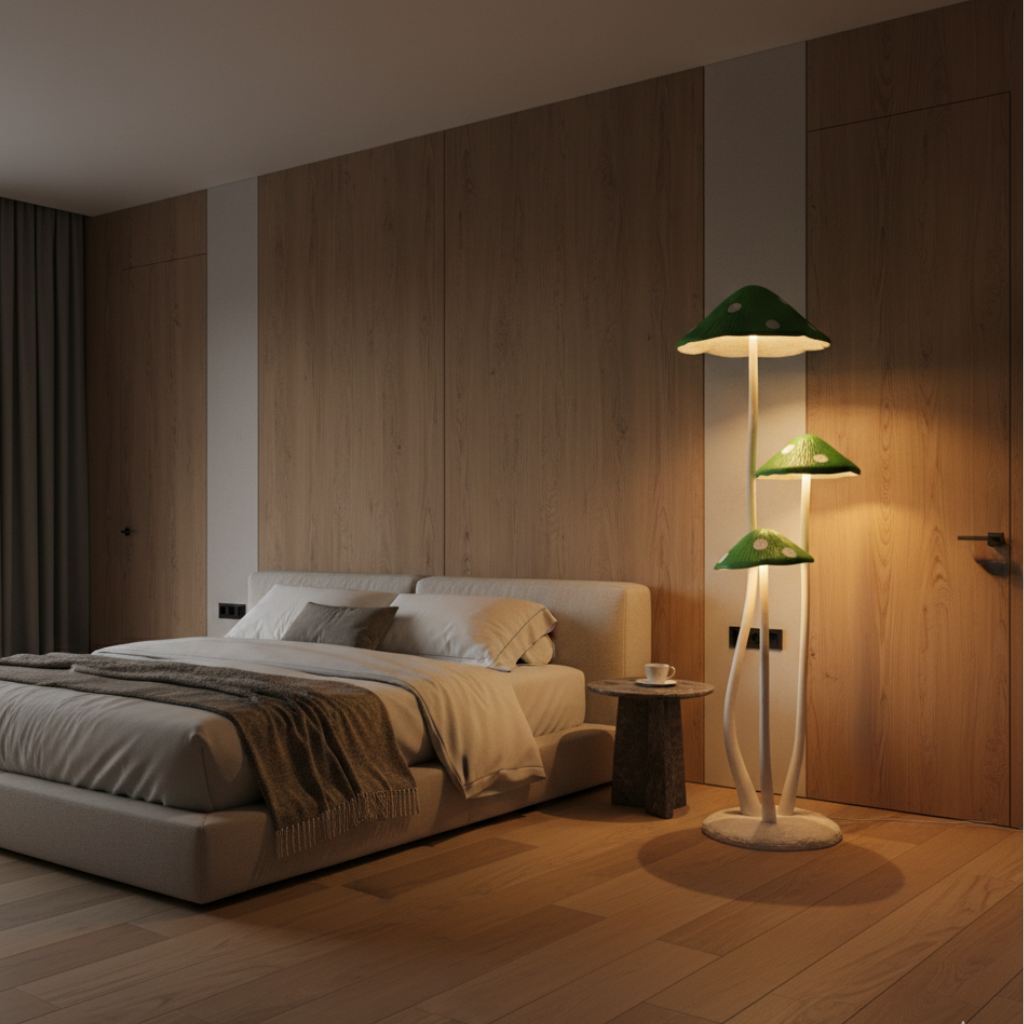 Lámpara de Pie Escultural en Forma de Hongo – Luz LED Moderna para Espacios Habitables