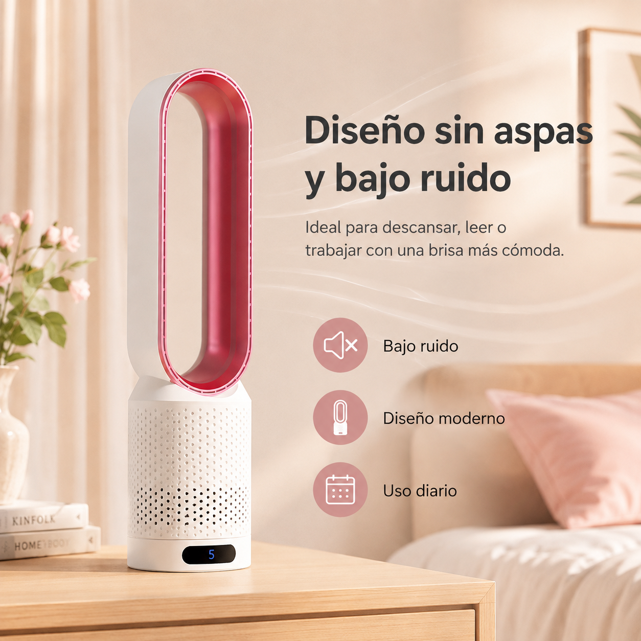 Airpure | Enfriador de aire 3-en-1 con purificador de aire | Oscilación y LED táctil
