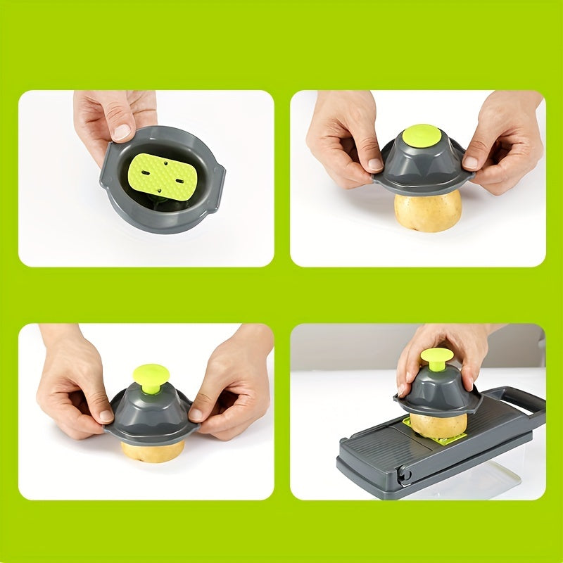 Set de Cortadores de Verduras de 14 Piezas - Raspador Manual, Pelador, Picadora y Rebanador para Preparación de Cocina