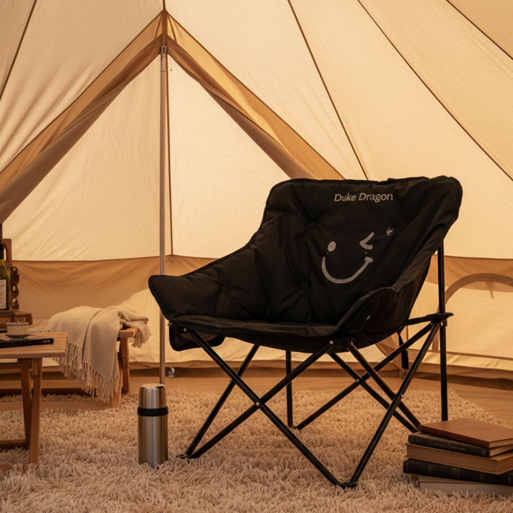 Silla de Camping Plegable Minimalista para Exterior con Respaldo y Cojín Acolchado