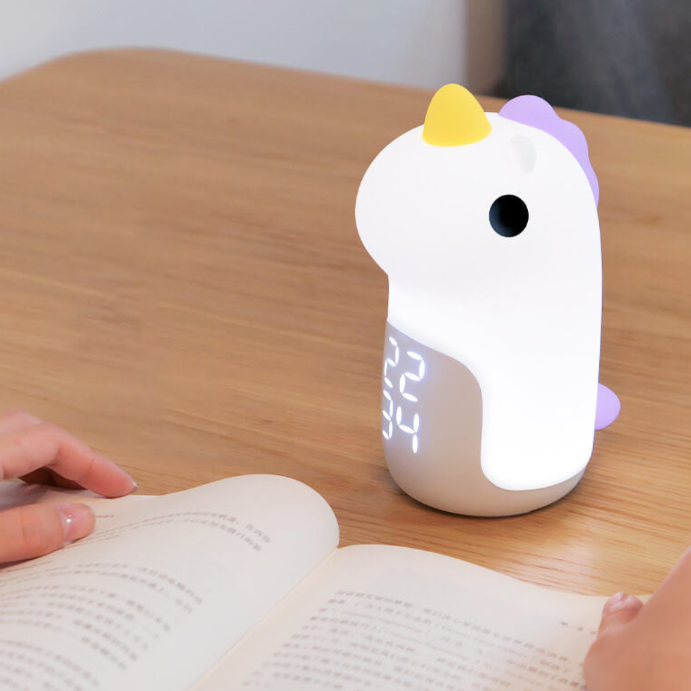 Luz Nocturna LED de Unicornio Mágico y Reloj Despertador para Niños
